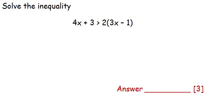 Exam questions on inequalities
