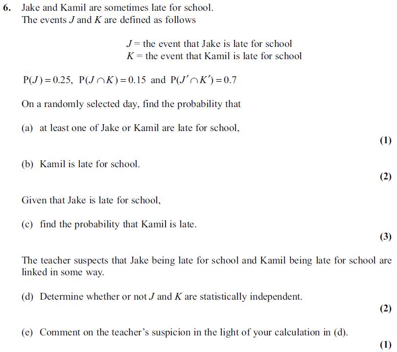 S1 Probability Past Paper Questions Maths Teaching